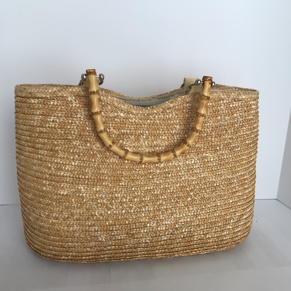 Authentic St John’s Bay Woven Straw Bamboo Bag